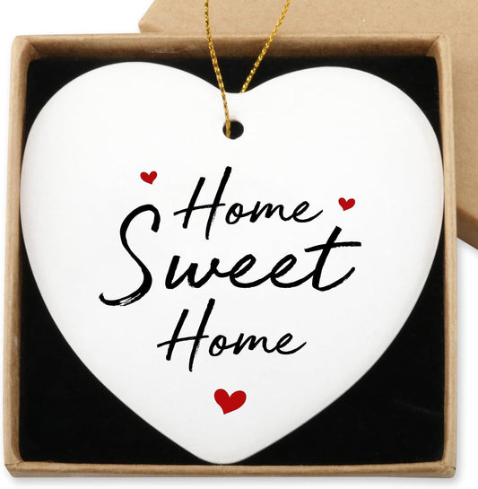 Home Sweet Home Ornament - Best New Home Couple Gifts for Housewarming - Christmas Tree Decoration Heart Ornament