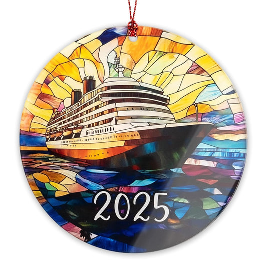Cruise Ship Ornament, Travel Christmas Ornaments 2025, Family Vacation Keepsake Ornament Gift for Cruise Lover, Hanging Christmas Tree Decor for Travelers, Holiday Keepsake for Ocean Adventure Fans