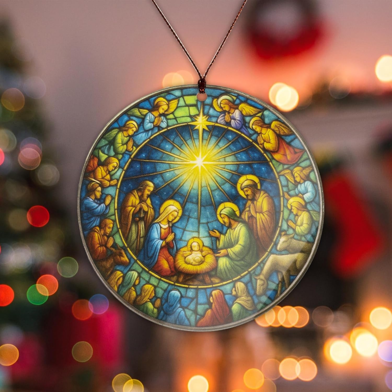 The Birth of Jesus Decor Ornament, Nativity Scene Ornament for Holiday Tree, Nativity Mary Joseph and Baby Jesus Ornaments, Religious Gifts for Christian & Family, Xmas Hanging Keepsake