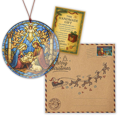 The Birth of Jesus Decor Ornament, Nativity Scene Ornament for Holiday Tree, Nativity Mary Joseph and Baby Jesus Ornaments, Religious Gifts for Christian & Family, Xmas Hanging Keepsake