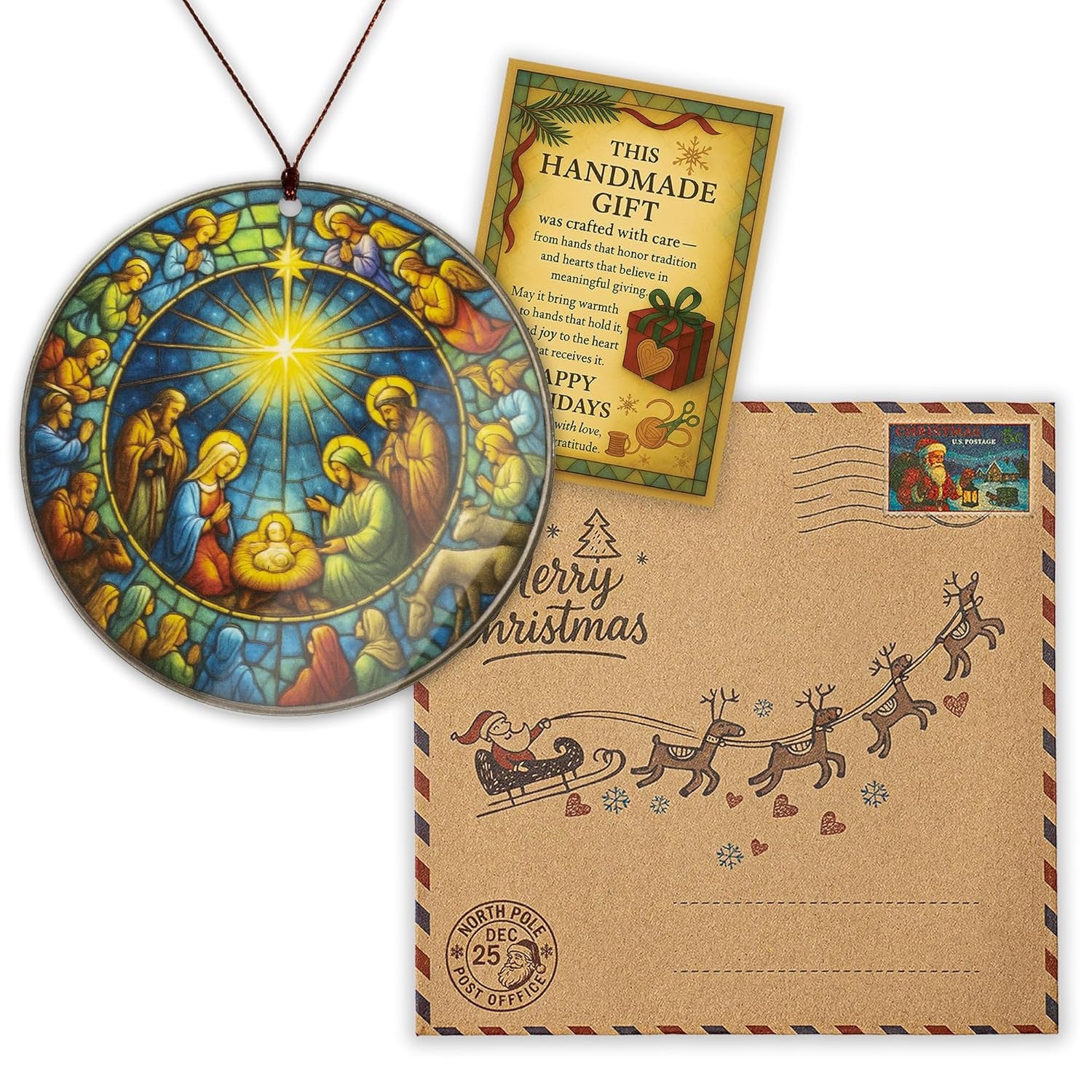 The Birth of Jesus Decor Ornament, Nativity Scene Ornament for Holiday Tree, Nativity Mary Joseph and Baby Jesus Ornaments, Religious Gifts for Christian & Family, Xmas Hanging Keepsake