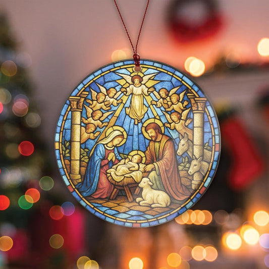 The Birth of Jesus Decor Ornament, Nativity Scene Ornament for Holiday Tree, Nativity Mary Joseph and Baby Jesus Ornaments, Religious Gifts for Christian & Family, Xmas Hanging Keepsake
