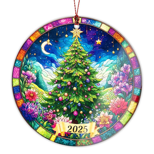 Colorful Christmas Tree Ornaments 2025, Holiday Ornament Window Hanging for Xmas Decor, Tree of Life Ornament Gifts for Women, Mom, Grandma and Nature Lovers, Christmas Ornaments Gift Idea