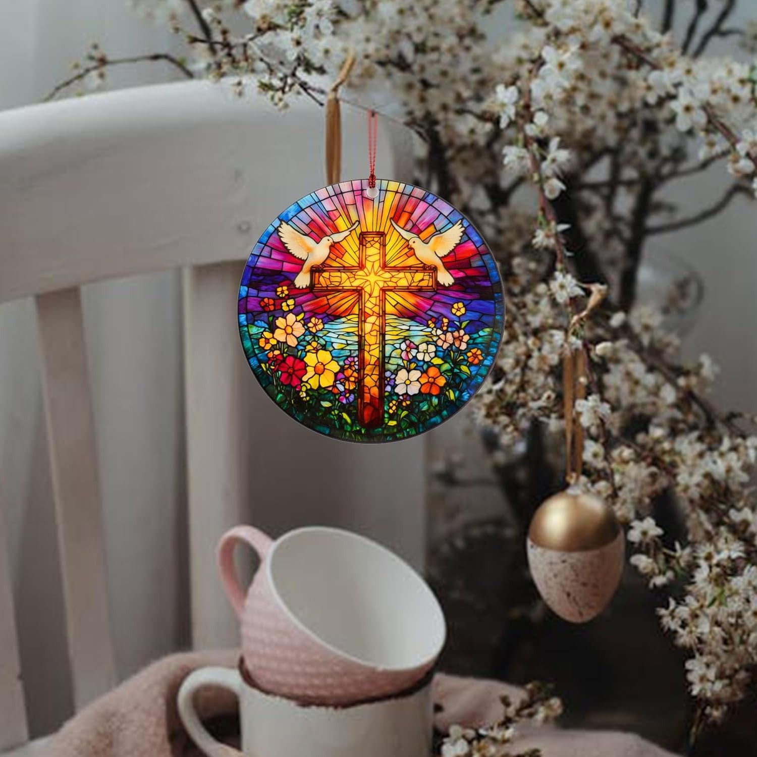 Cross Ornaments for Christmas Tree Suncatcher Effect, Christian Christmas Ornaments, Christian Gifts, Religious Gifts for Women, Jesus Christmas Decorations, Christian Christmas Decorations