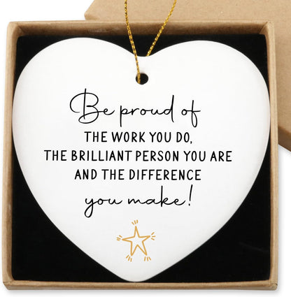 Funny Retirement Gifts for Women Never Underestimate The Difference You Made Hanging Ornament Happy Retirement Farewell Gift for Men Coworker Teacher Boss Nurse Christmas Tree Ceramic Heart Keepsake