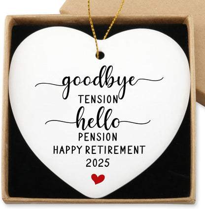 Funny Retirement Gifts for Women Never Underestimate The Difference You Made Hanging Ornament Happy Retirement Farewell Gift for Men Coworker Teacher Boss Nurse Christmas Tree Ceramic Heart Keepsake