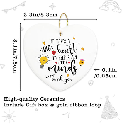 It Takes a Big Heart to Shape Little Minds Teacher Appreciation Hanging Ornament End of Year Teacher Gifts from Student Retirement Christmas Birthday TeacherÕs Day Gifts