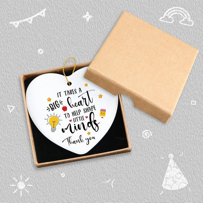It Takes a Big Heart to Shape Little Minds Teacher Appreciation Hanging Ornament End of Year Teacher Gifts from Student Retirement Christmas Birthday TeacherÕs Day Gifts