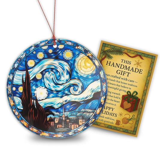 Christmas Starry Night Ornament, Inspired Starry Sky Christmas Ornaments, Hanging Decoration Idea, Christmas Tree Ornaments, Ornament for Art Lovers, Unique Ornaments for Holiday Decor, Gift Exchange
