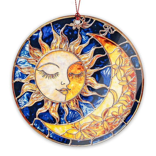 Sun and Moon Christmas Ornaments, Sun Moon Ornament Hanging for Tree, Home, Garden, Celestial Ornaments Christmas Window Decorations, Moon Gifts for Women Men, Present Ideas for Party, Holiday
