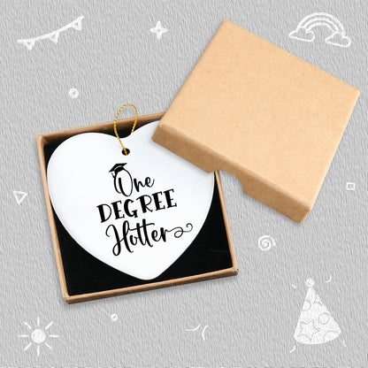 College Graduation Gifts One Degree Hotter Hanging Ornament Master Degree Phd Law School Graduation Gifts for Her Him Christmas Tree Ceramic Heart Keepsake