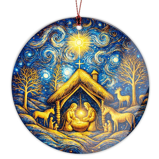 Oh Holy Night Ornaments 2025, Beautiful Starry Night Nativity Scene Christmas Ornament, Baby Jesus Christmas Decorations, Unique Religious Gift, Christian Gifts, Fantasy Gifts Nativity Decor