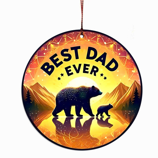 Papa Bear Best Dad Ever Ornament Suncatcher Effect, Fathers Day Ornaments, Best Dad Ever Gifts For Decorations, Senior 2025 Ornament, Family Keepsake For Father's Day, Birthday, Christmas Gifts
