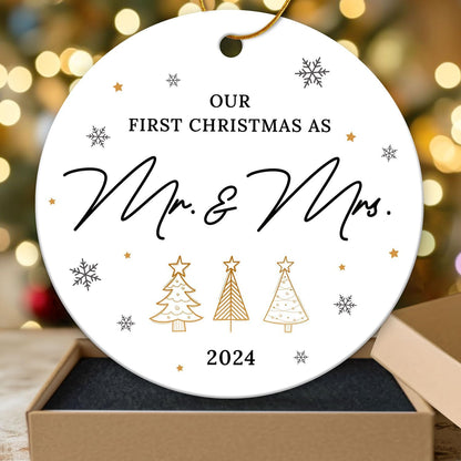 Wedding Gifts for Couples 2024 - First Christmas Married Ornament 2024, Mr and Mrs Gifts for Couples, Newlyweds - Just Married Gift Ideas, Bridal Shower Gift for Bride - 1st Christmas Ornament