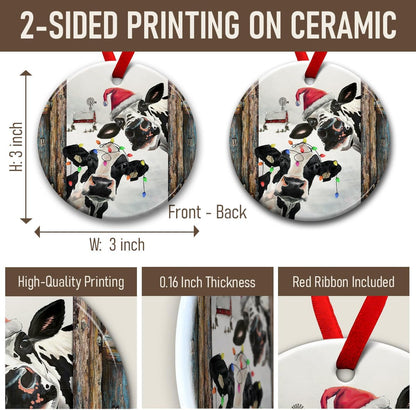 Cow Ornament, Farmhouse Christmas Ornaments - Western Farm Decor Gifts for Family, Mom, Dad, Friends, Cow Farmers - Hanging on Holiday Decorations