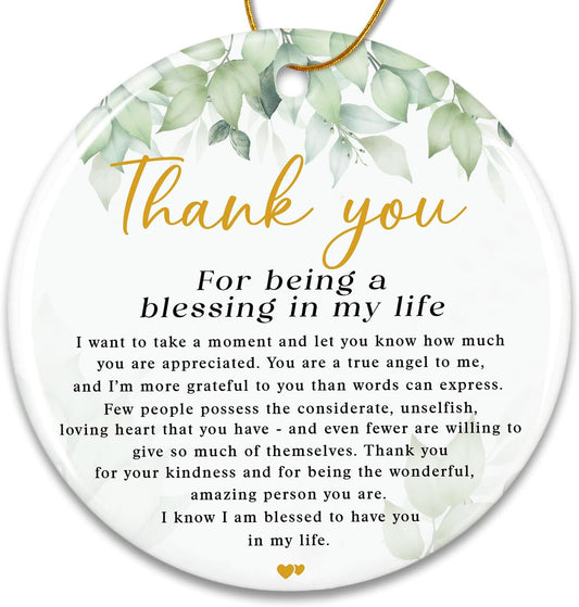 Thank You Gifts for Women Men - Appreciation Gift for Coworker Boss Teacher Nurse Mom Friend - Thanksgiving Day Gifts for Family - Being A Blessing in My Life - Ceramic Christmas Ornament 2025