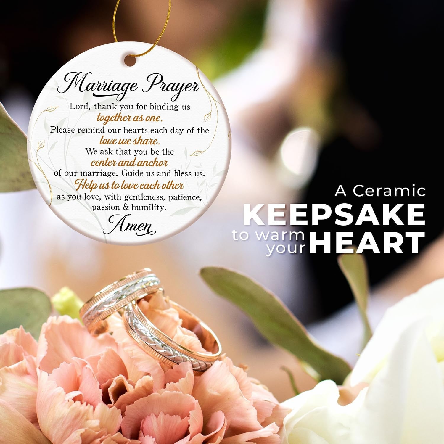Christian Wedding Gifts for Couple 2025 - Marriage Prayer Religious Wedding Gift for Newlyweds, Married Couples Anniversary, Bride, Groom - Mr & Mrs Decor, Bridal Shower Gift - Ceramic Ornament