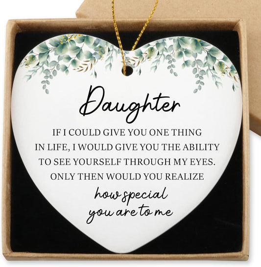 Mom & Dad's Hanging Keepsake Heart Ornament - Ceramic, Perfect for Daughter's Birthday or College Graduation