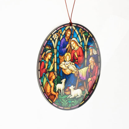 Christmas Nativity Scene Ornament with Mary Joseph and Baby Jesus, Christmas Tree Nativity Scene Hanging Ornaments 2025, Religious Gifts for Christian & Family, The Birth of Jesus Decor