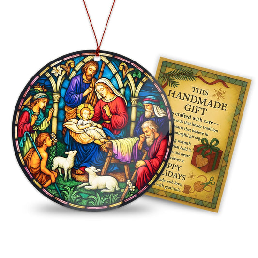 Christmas Nativity Scene Ornament with Mary Joseph and Baby Jesus, Christmas Tree Nativity Scene Hanging Ornaments 2025, Religious Gifts for Christian & Family, The Birth of Jesus Decor