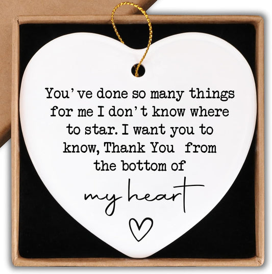 Appreciation Gifts for Women Ornament Keepsake Sign Heart Plaque Thank You Gifts for Teacher Manager Boss Coworkers Thank You from the Bottom of My Heart Christmas Ornament