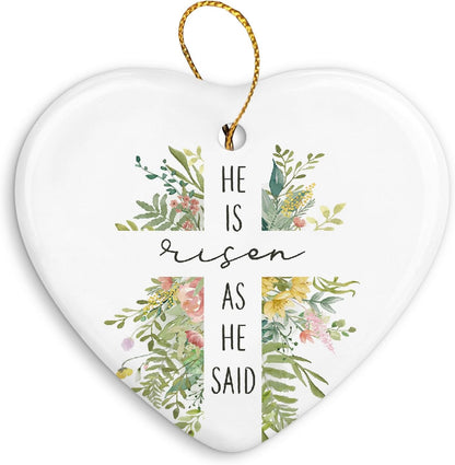 Christian Gifts Christmas Ornament Keepsake Sign,Thankful Grateful Blessed Wall Decor,Religious Christmas Ornaments for Christmas Tree,Ceramic Heart Keepsake Christmas Bible Gifts for Women