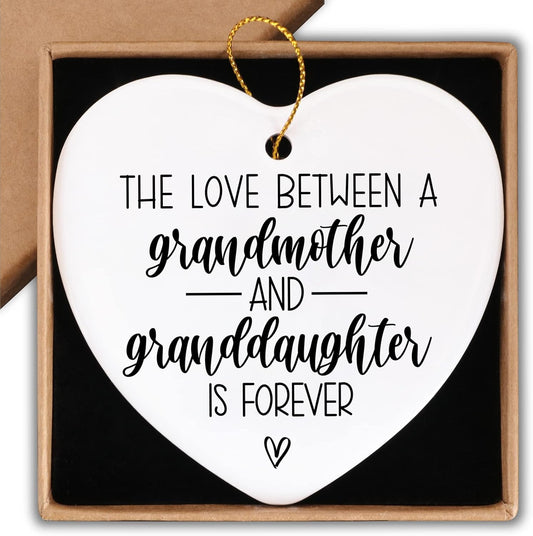 Nana Gifts Grandmother Gifts from Granddaughter Ornament Keepsake Sign Heart Plaque the Love Between a Grandmother Granddaughter is Forever Birthday Christmas Gifts for Grandmother