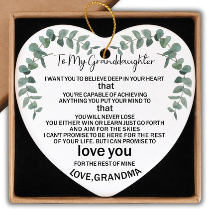 To My Grandson Gifts from Grandma Ceramic Ornament Keepsake Sign Heart Plaque Heartwarming Birthday Christmas Wedding Graduation Gifts for Grandson Family from Grandma