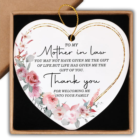 Mother of the Groom Gifts from Bride Ornament Keepsake Sign Heart Plaque Wedding Ornament Gift for Mother of the Groom Future Mother in Law from Daughter in Law
