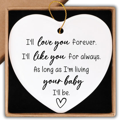 Mother of The Bride Gifts Ceramic Ornament Keepsake Sign Heart Plaque Mother of The Bride Wedding Shower I'LL LOVE YOU FOREVER Gifts With Gift Box