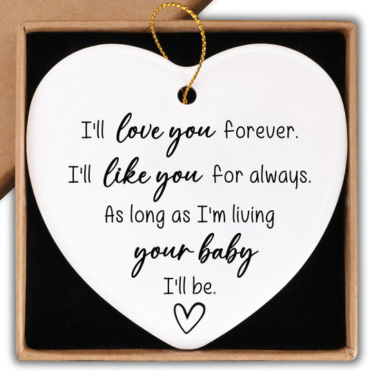 Mother of The Bride Gifts Ceramic Ornament Keepsake Sign Heart Plaque Mother of The Bride Wedding Shower I'LL LOVE YOU FOREVER Gifts With Gift Box
