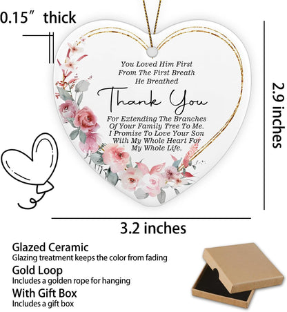 Wedding Ornament from Bride for Mother of The Groom Ornament Keepsake Sign Heart Plaque Thank You Gift for Mother in Law from Daughter in Law Christmas Ornament Gift for Mother in Law
