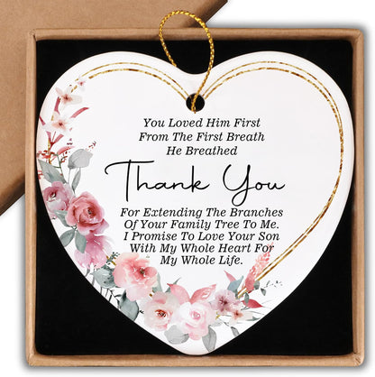 Wedding Ornament from Bride for Mother of The Groom Ornament Keepsake Sign Heart Plaque Thank You Gift for Mother in Law from Daughter in Law Christmas Ornament Gift for Mother in Law