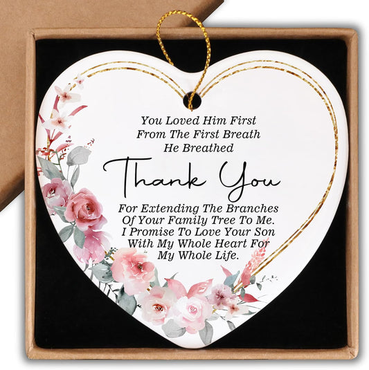 Wedding Ornament from Bride for Mother of The Groom Ornament Keepsake Sign Heart Plaque Thank You Gift for Mother in Law from Daughter in Law Christmas Ornament Gift for Mother in Law