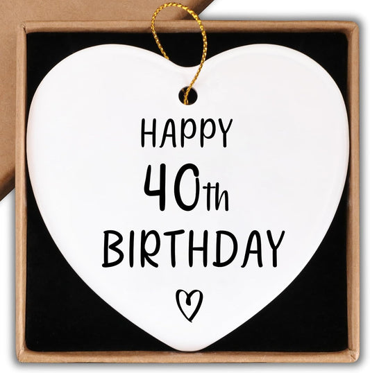 40th Birthday Gifts for Her Him Ornament Keepsake Sign Heart Plaque 40 Year Old Birthday Gifts for Women Men 40th Birthday Ideas