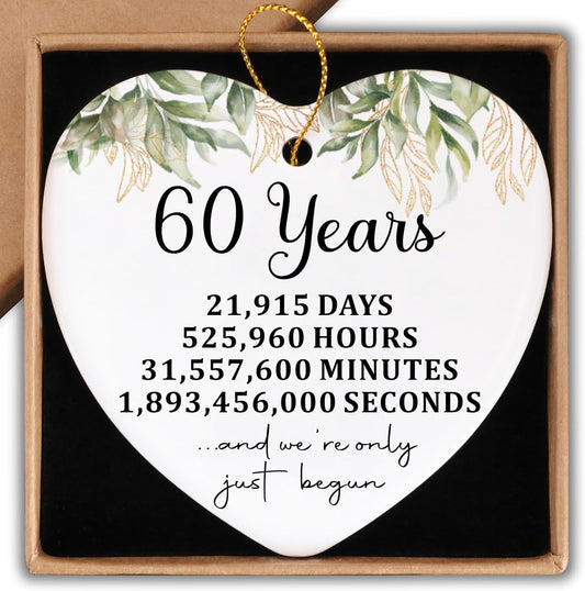 60th Wedding for Couples Parents Women Ceramic Ornament Keepsake Sign 60th Wedding Anniversary Decorations Ideas for Him Her Husband Wife