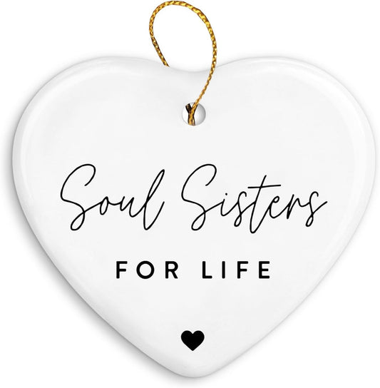 Thank You Gifts for Coworkers,Best Friend Christmas Ornament,Soul Sister Gifts for Women,Appreciation Gift for Women,White Christmas Ceramic Christmas Ornament Gifts,Hanging Ornaments