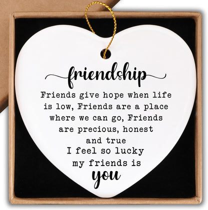 Friendship Gifts for Women Ceramic Ornament Keepsake Sign Heart Plaque I'm Here for You Best Friend Bestie Birthday Gifts for Women Going Away Gifts for Friends