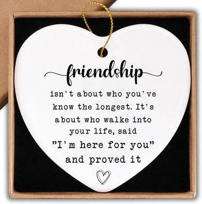 Friendship Gifts for Women Ceramic Ornament Keepsake Sign Heart Plaque I'm Here for You Best Friend Bestie Birthday Gifts for Women Going Away Gifts for Friends