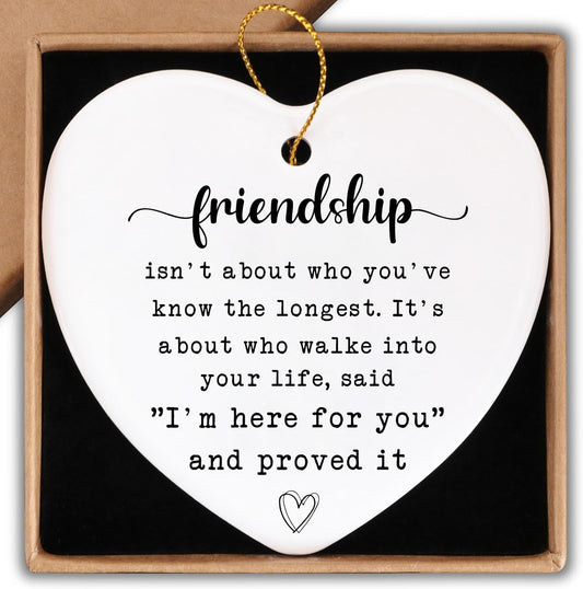 Friendship Gifts for Women Ceramic Ornament Keepsake Sign Heart Plaque I'm Here for You Best Friend Bestie Birthday Gifts for Women Going Away Gifts for Friends