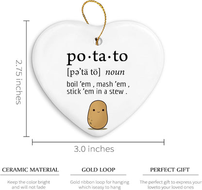 Funny Potato Emotional Support Ornament Keepsake?Positive Motivational Christmas Ornament Gifts,White Christmas Ceramic Christmas Ornament Gifts,Hanging Ornaments