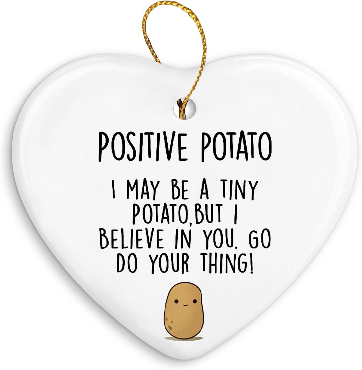 Funny Potato Emotional Support Ornament Keepsake?Positive Motivational Christmas Ornament Gifts,White Christmas Ceramic Christmas Ornament Gifts,Hanging Ornaments