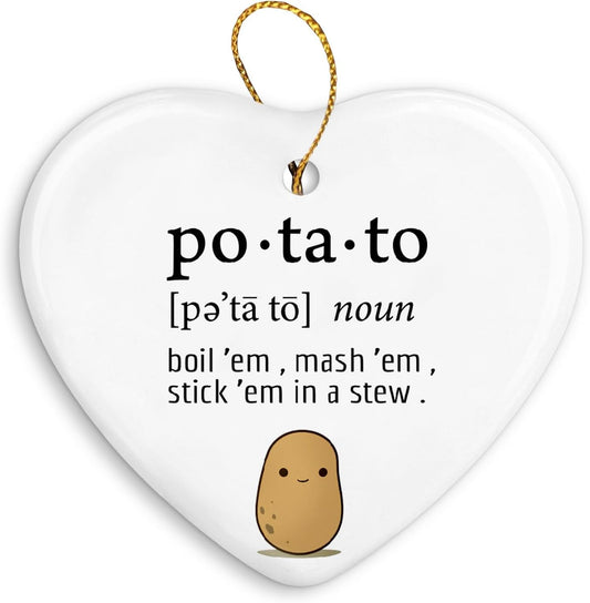Funny Potato Emotional Support Ornament Keepsake?Positive Motivational Christmas Ornament Gifts,White Christmas Ceramic Christmas Ornament Gifts,Hanging Ornaments
