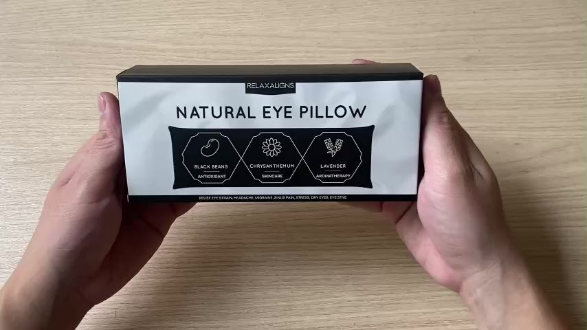 Organic Linen Eye Pillow with Black Beans, Chrysanthemum and Lavender Hot/Cold Aromatherapy for Sleep, Yoga and Relief Headache, Dry Eyes